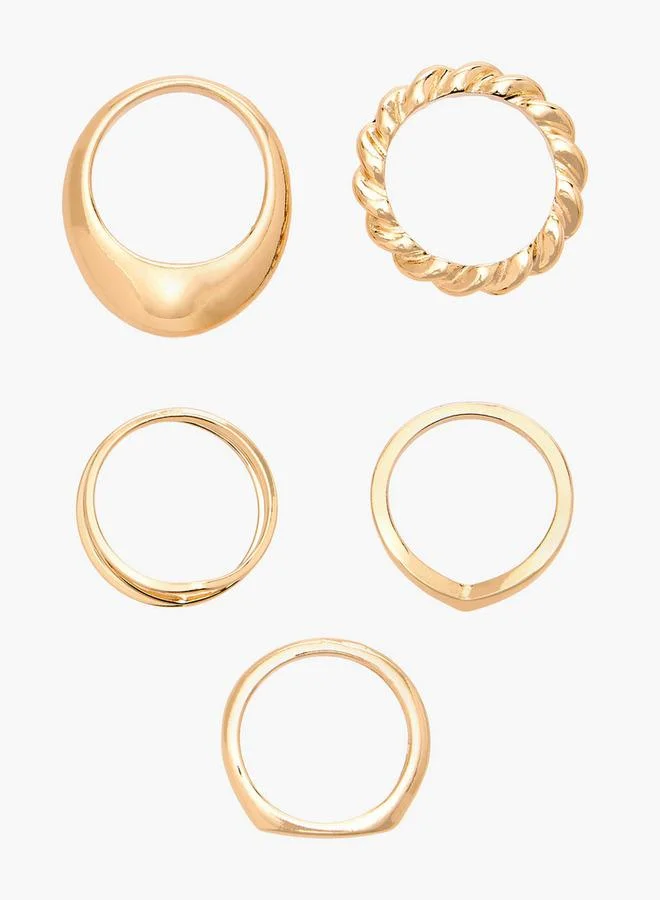 فلورا بيلا من شو إكسبرس Gold Tone Ring With Chunky Design - Set Of 5 Ramadan Collections